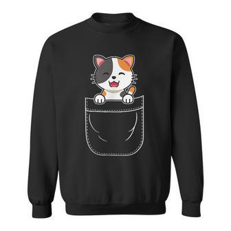 Cute Calico Cat Kitten In Pocket Sweatshirt - Monsterry CA