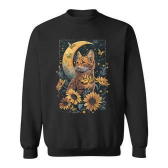 Cute Cat Full Moon Cat Cottagecore Aesthetic Sweatshirt - Monsterry DE