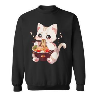 Cute Cat Ramen Noodles Kawaii Anime Girls N Japanese Food Sweatshirt - Seseable