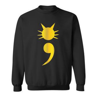 Cute Cat Semicolon T May Mental Health Awareness Month Sweatshirt - Monsterry CA