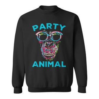 Cute Chimpanzee Party Animal Lover Colorful Monkey Sweatshirt - Thegiftio UK
