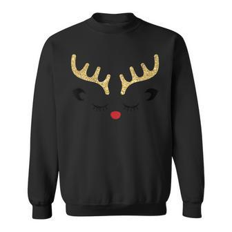 Cute Christmas Reindeer Red Nose Girls Holiday T Sweatshirt - Monsterry UK