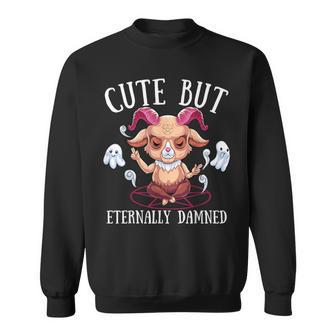 Cute But Damned Baphomet Gothic Goat Satanist Pentagram Sweatshirt - Monsterry AU