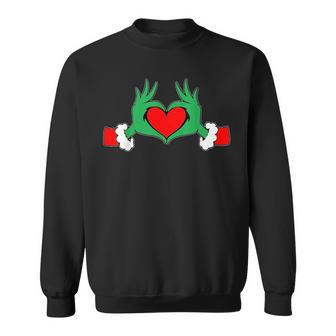 Cute Elf Give Hand Heart Christmas Costume Xmas Clothing Sweatshirt - Thegiftio UK