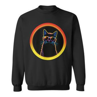 Cute And Cat Wearing Eclipse Glasses Sweatshirt - Monsterry DE