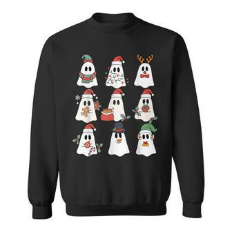 Cute Ghost Spooky Christmas Santa Hat Family Pajama Sweatshirt | Mazezy UK