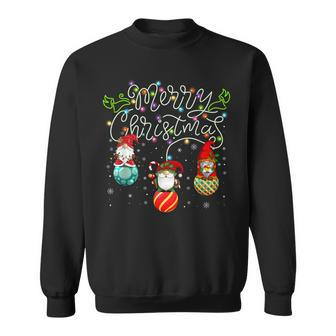 Cute Gnomes Merry Christmas Light Family Gnome Xmas Matching Sweatshirt | Mazezy