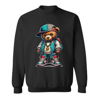 Cute Hip Hop Teddy Bear 90S Hiphop Y2k Basketball Sweatshirt - Monsterry CA