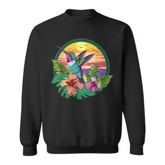 Cute Hummingbird With Flowers I Aesthetic Hummingbird Sweatshirt - Seseable