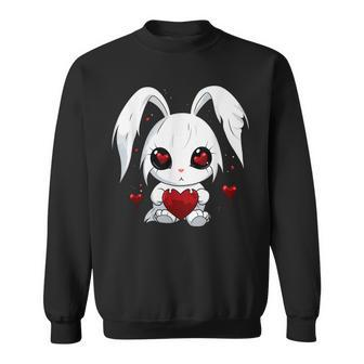 Cute Kawaii Goth Bunny Gothic White Bunny Red Heart Girls Sweatshirt - Monsterry UK