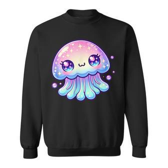 Cute Kawaii Jellyfish Anime Fun Blue Pink Sea Critter Sweatshirt - Seseable