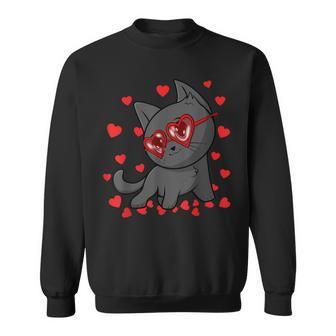 Cute Kitten Vday For Kitty Lovers Cat Valentines Day Sweatshirt - Monsterry