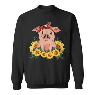 Cute Pig Bandana Sunflower Sweatshirt | Mazezy