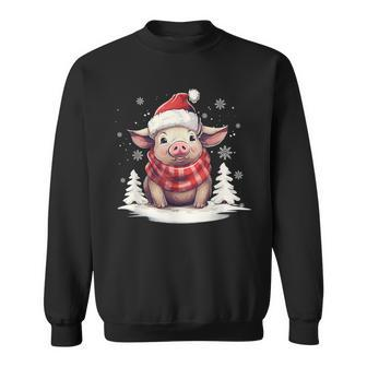Cute Pig With Christmas Santa Hat Farmer Winter Vibe Pig Sweatshirt - Thegiftio UK