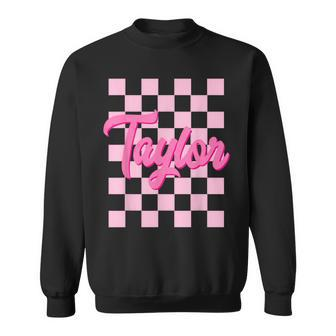 Cute Pink Taylor First Name Personalized Birthday Sweatshirt - Seseable