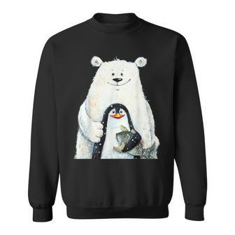 Cute Polar Bear And Penguin Bird Fish Lovers Animal Friends Sweatshirt - Thegiftio UK