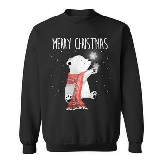 Cute Polar Bear Scarf Merry Christmas Xmas Holidays Sweatshirt | Mazezy