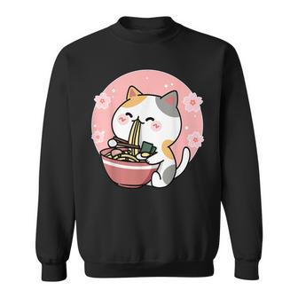 Cute Ramen Cat Kawaii Anime Sakura Pink Sweatshirt - Monsterry AU