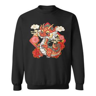 Cute Red Chinese New Year Of The Dragon 2024 Lunar Zodiac Sweatshirt - Seseable