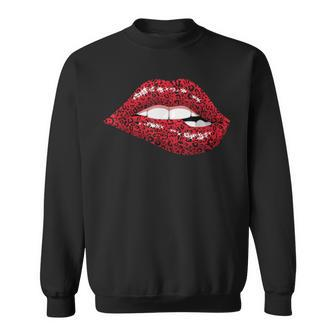 Cute Red Lips Kiss Me Leopard Cheetah Print Sexy Lips Sweatshirt - Monsterry UK