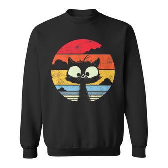 Cute Retro Vintage Cat Sunset Cats Vintage Sweatshirt - Seseable