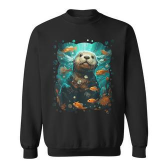 Cute Sea Otter Animal Nature Lovers Graphic Sweatshirt - Seseable