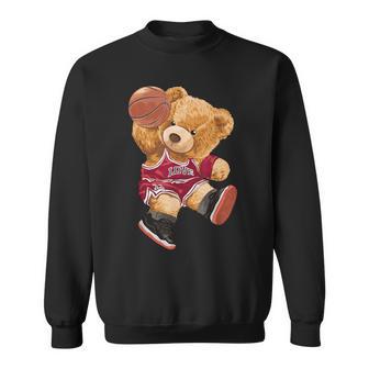 Cute Teddy Bear Playing Basketball Sweatshirt - Monsterry UK