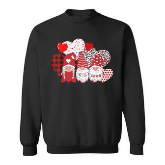 Cute Three Gnomes Holding Hearts Valentines Day Sweatshirt - Monsterry