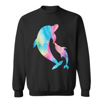 Cute Tie-Dye Dolphin Parent And Child Dolphins Sweatshirt | Mazezy DE