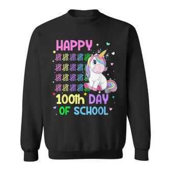 Cute Unicorn Happy 100Th Day Of School Unicorn Girls Teacher Sweatshirt - Monsterry DE