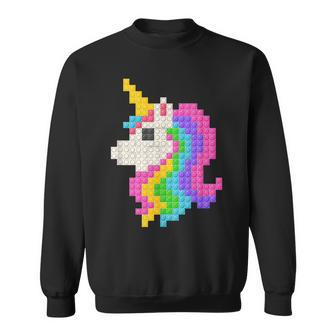 Cute Unicorn Lover Building Blocks Brick Master Builder Girl Sweatshirt - Monsterry AU