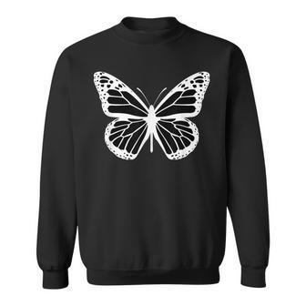 Cute White And Black Butterfly Sweatshirt - Monsterry