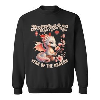Cute Year Of The Dragon Zodiac Chinese Lunar New Year Flower Sweatshirt - Monsterry UK
