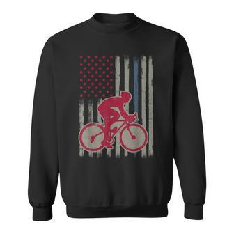 Cycling American Flag Patriotic Usa 4Th Of July Vintage Sweatshirt - Monsterry