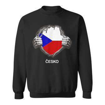 Czech Flag Cesko Heart Pride Roots Sweatshirt - Seseable