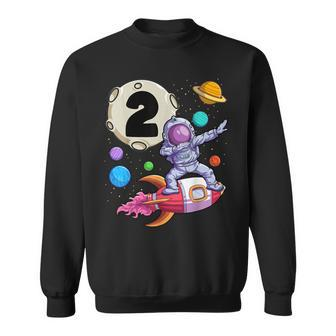 Dabbing Astronaut 2 Yrs Old Birthday Boy Space 2Nd Birthday Sweatshirt - Monsterry