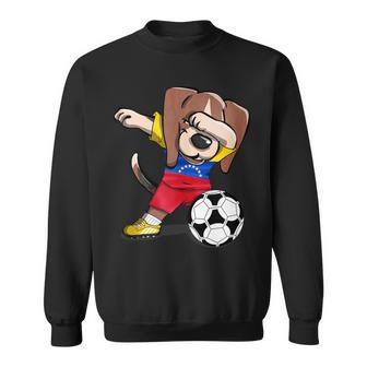 Dabbing Beagle Dog Venezuela Football Venezuelan Flag Soccer Sweatshirt - Monsterry