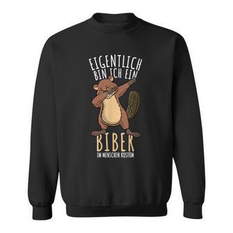 Dabbing Biber Kostüm Jungen Waldtier Black Sweatshirt - Seseable