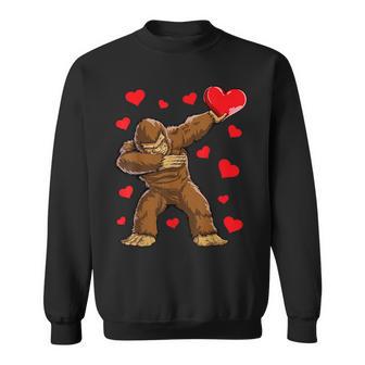 Dabbing Bigfoot Heart Valentines Day Boys Love Sasquatch Sweatshirt - Monsterry DE