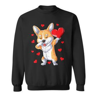 Dabbing Corgi Valentines Day Heart Boys Dog Lovers Love Sweatshirt - Monsterry UK