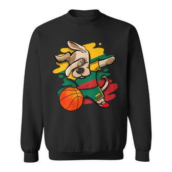 Dabbing Dog Lithuania Basketball Fans Jersey Lithuanian Flag Sweatshirt - Thegiftio UK