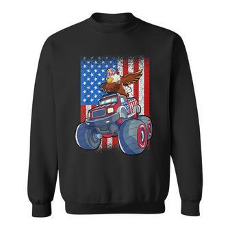 Dabbing Eagle Monster Truck 4Th Of July Boys American Flag Sweatshirt - Monsterry UK