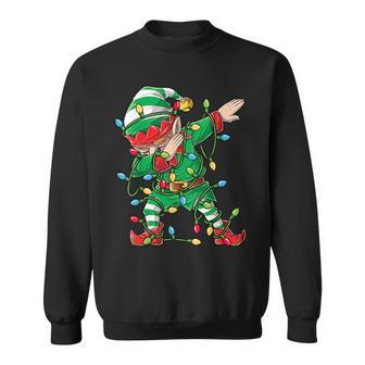 Dabbing Elf Christmas Tree Lights Xmas Family Matching Boys Sweatshirt - Monsterry UK