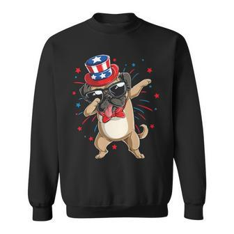 Dabbing Pug 4Th Of July Usa American Flag Sweatshirt | Mazezy