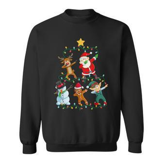 Dabbing Santa Elf Santa Reindeer Xmas Short Sleeve Black Sweatshirt - Seseable
