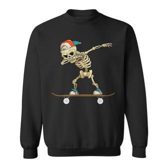 Dabbing Skeleton Skater Black Sweatshirt - Seseable
