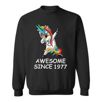 Dabbing Unicorn Awesome Since 1977 Birthday Sweatshirt - Monsterry DE