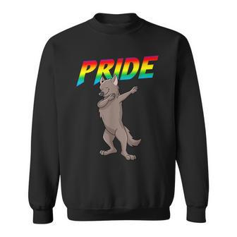 Dabbing Wolf Lesbian Bisexual Gay Lgbt Pride Sweatshirt - Monsterry