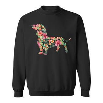 Dachshund Flower Dog Silhouette Floral Sweatshirt | Mazezy