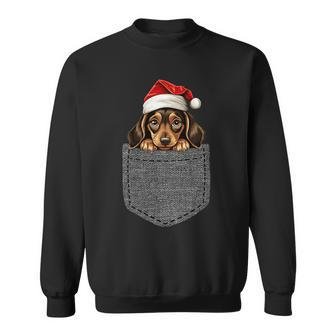 Dachshund Pocket Dog Christmas Black Sweatshirt - Seseable